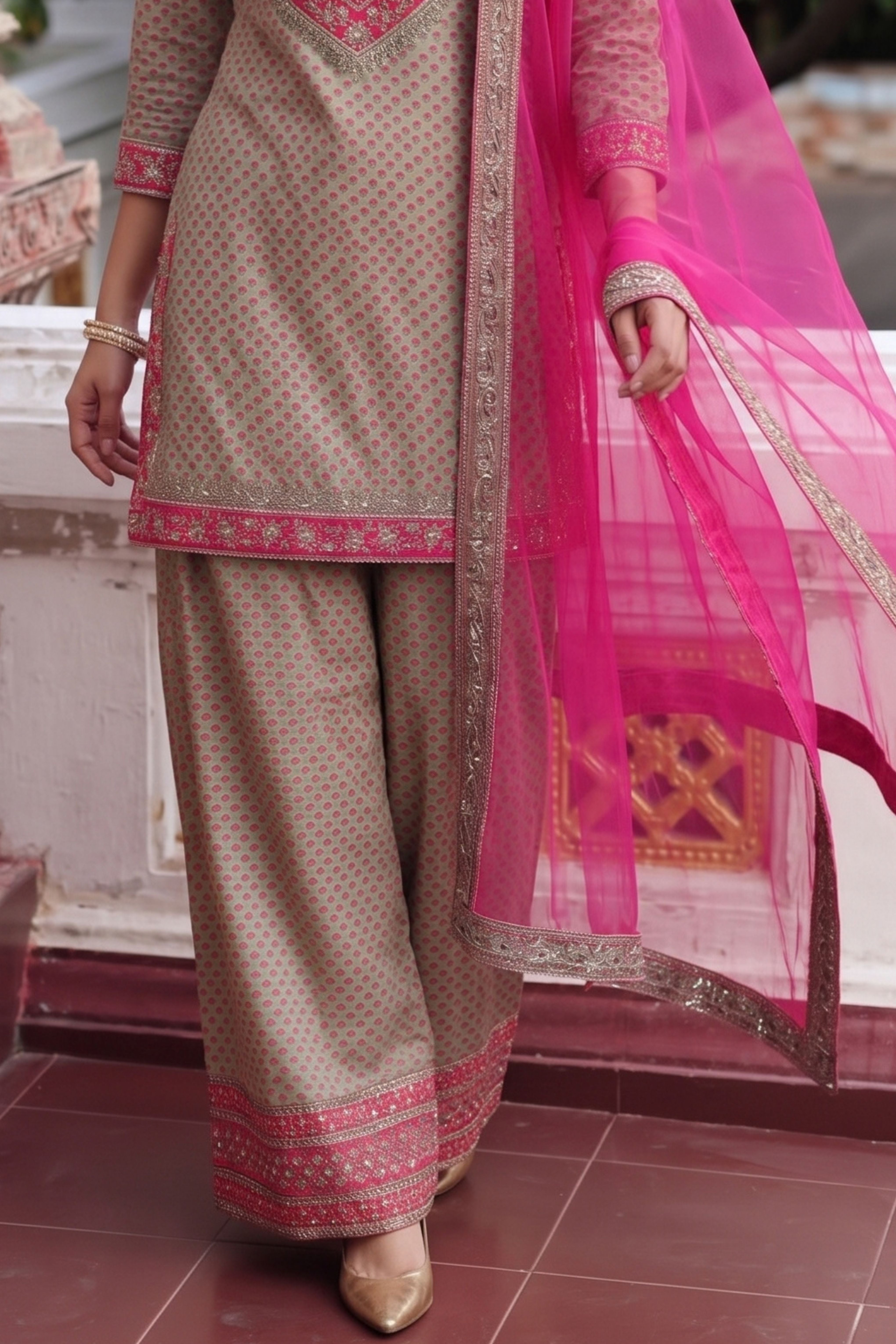 3-PC  Silk-Viscose  Stitched