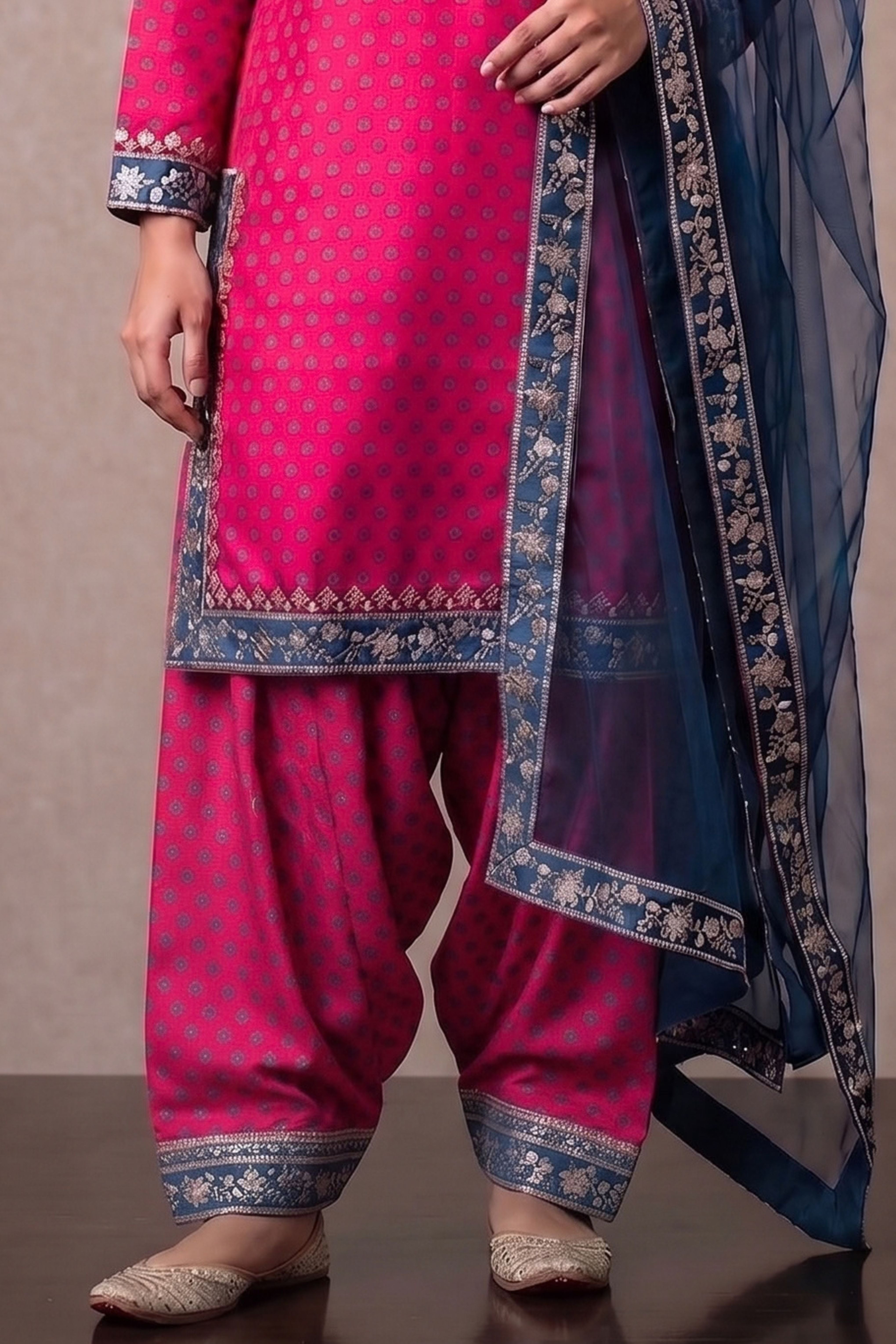 3-PC  Silk-Viscose  Stitched