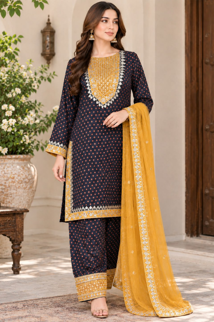 3-PC Silk-Viscose Stitched 01