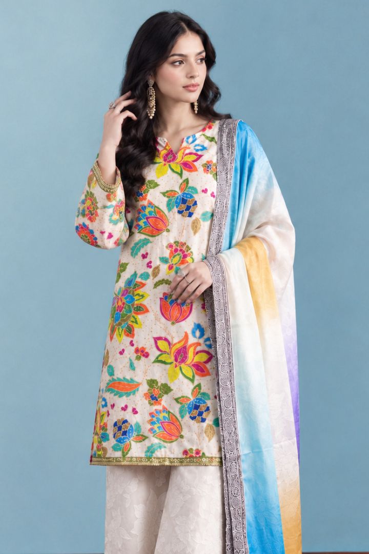 Print Fancy Embroidered Silk 01