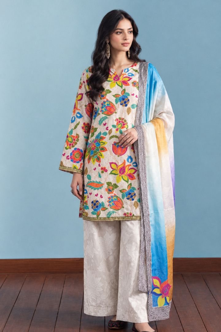Print Fancy Embroidered Silk 01