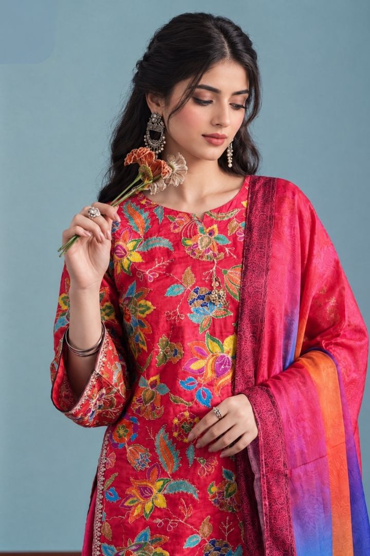 Print Fancy Embroidered Silk 02