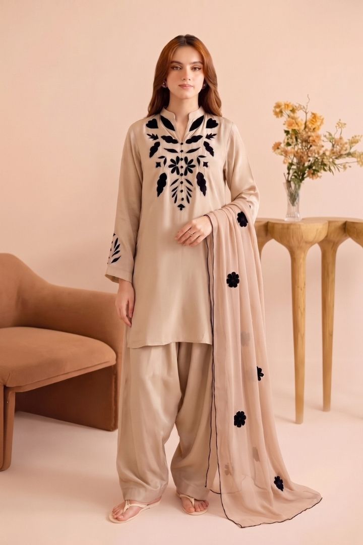 Silk Addition With Velvet Applique 03